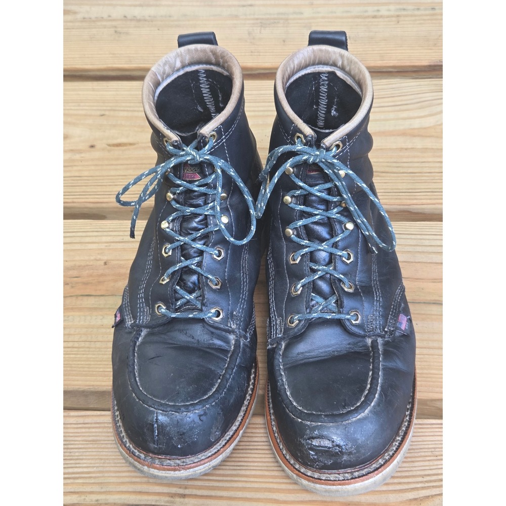 Thorogood American Heritage Mens 11 D Black Leather Moc‎ Toe Work Boots 804-6201